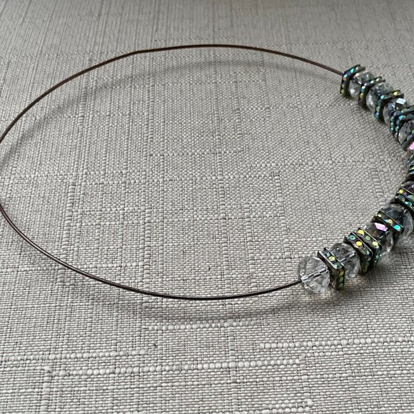 Women Necklace Choker Brown Tone Multi Clear Crystal Fashion Jewelry - Picture 4 of 10